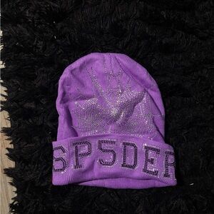 Purple spider brand beanie with rhinestones